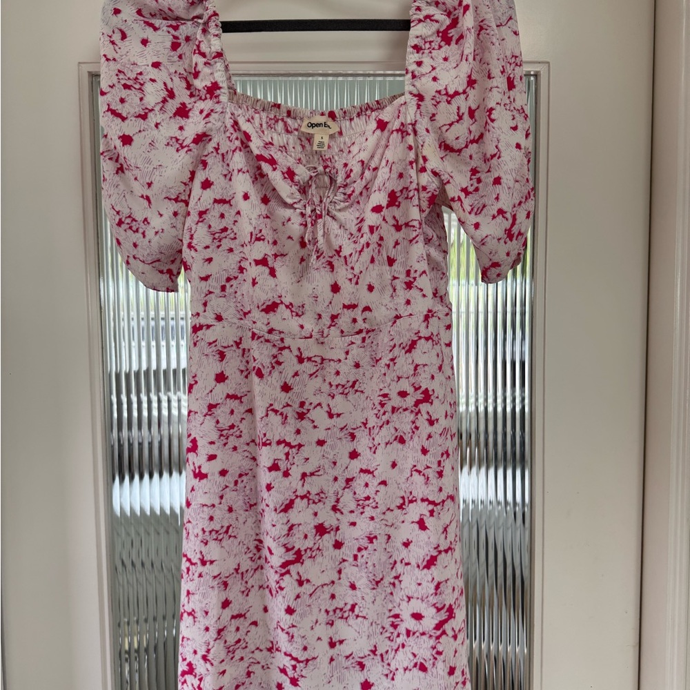 Chic Pink Floral Long Sleeve Dress